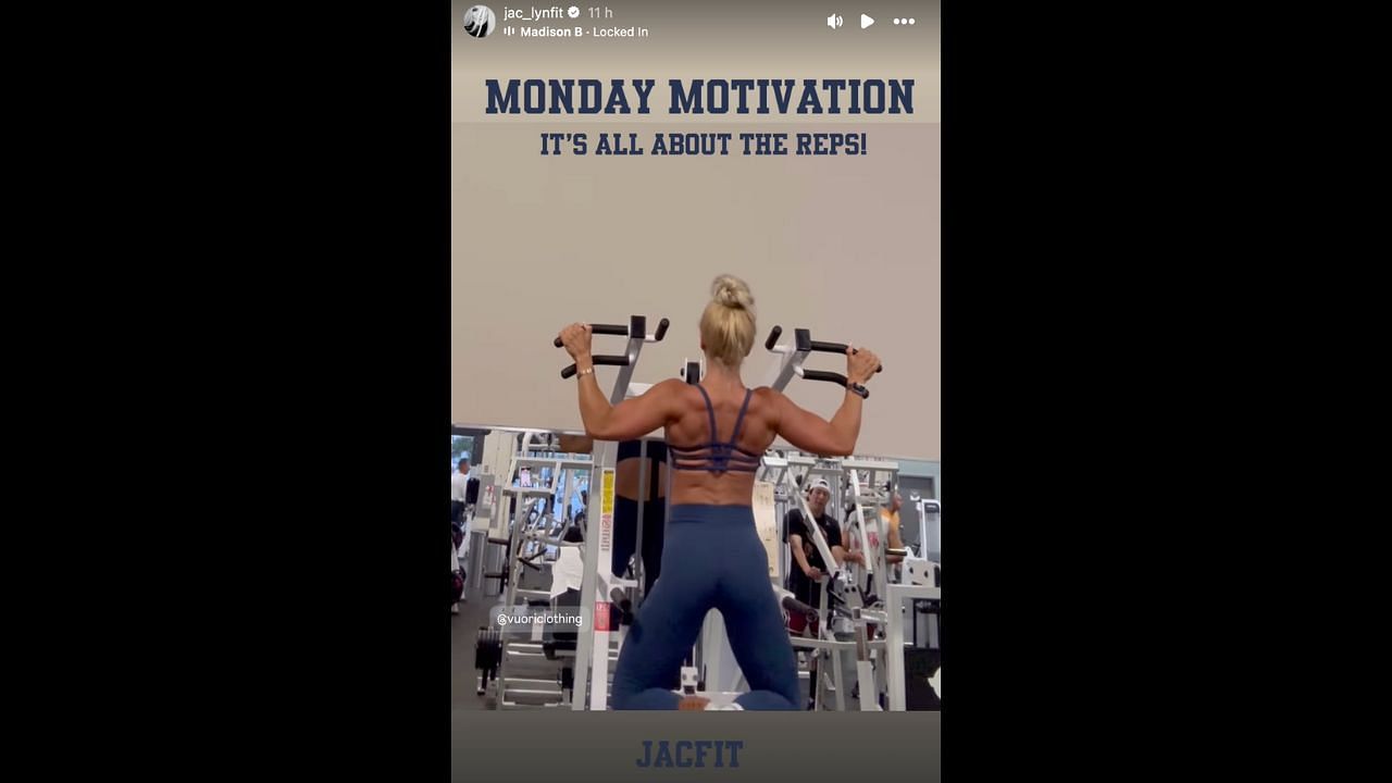 Screenshot of Cordeiro's Instagram Story (Image from- Instagram.com/@jac_lynfit IG Stories)